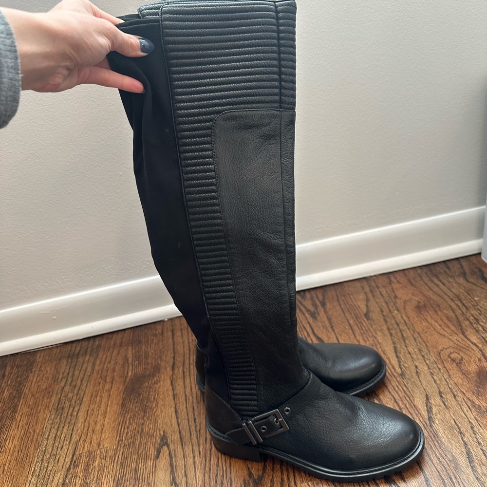 Black Knee-High Leather Boots